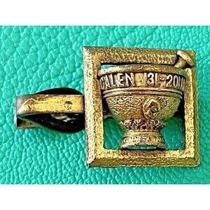 Vintage Gold Pharmacy Tie Bar Clip Schering Apothecary Galen Mortar Pestle